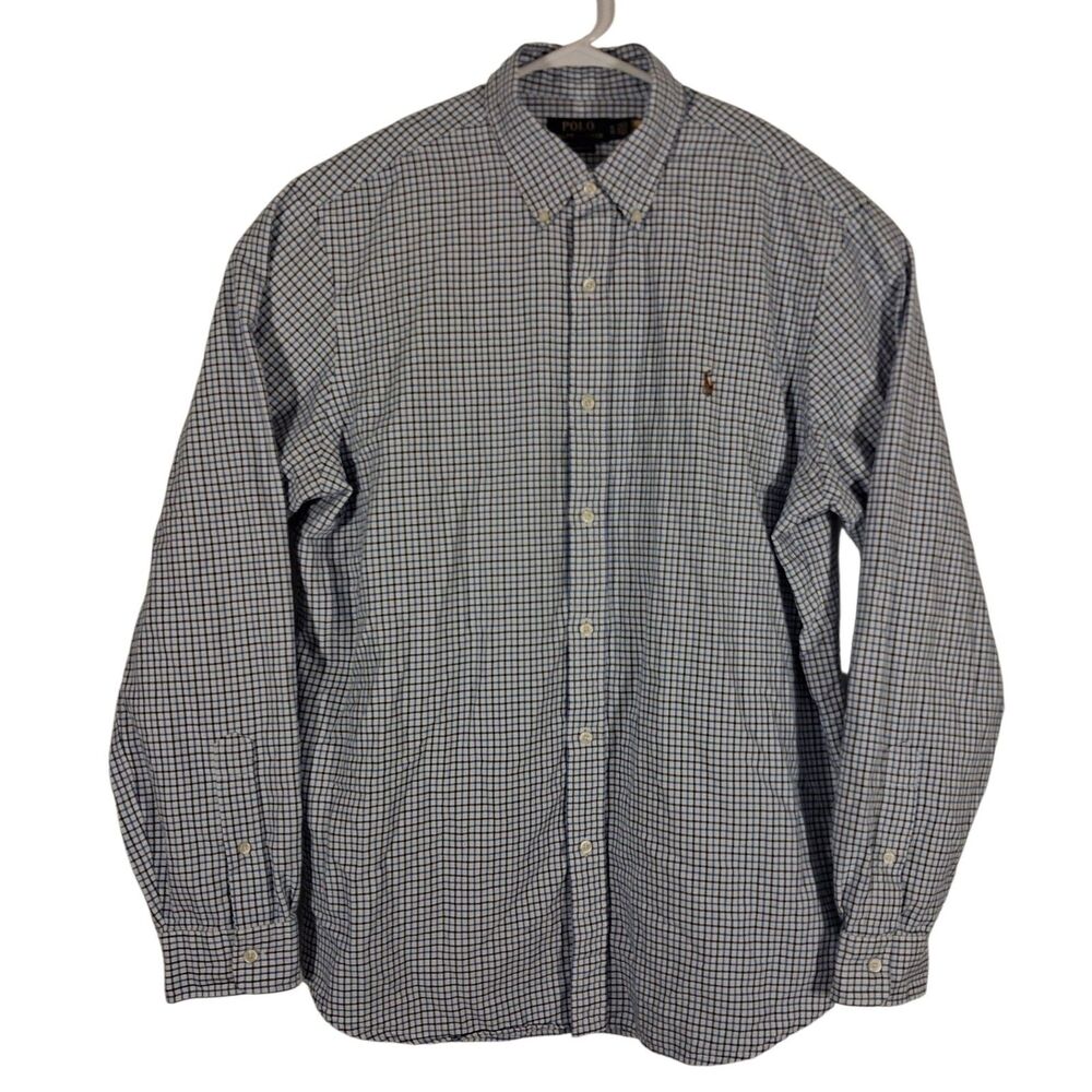 Polo Ralph lauren shirt mens XL Xlarge blue check plaid flesh pony classic fit